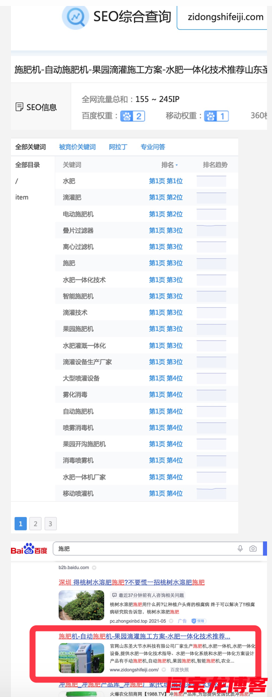施肥短詞在富海SEO排名全國首頁權(quán)重2